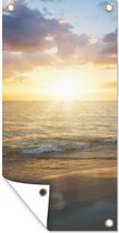 Schuttingposter Zonsondergang - Wolken - Strand - 100x200 cm - Tuindoek