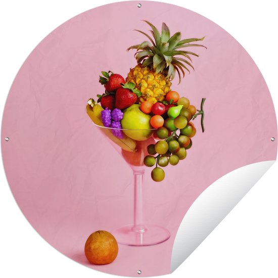 Tuincirkel Fruit - Cocktail - Martini Glas - 120x120 cm - Ronde Tuinposter - Buiten XXL / Groot formaat!