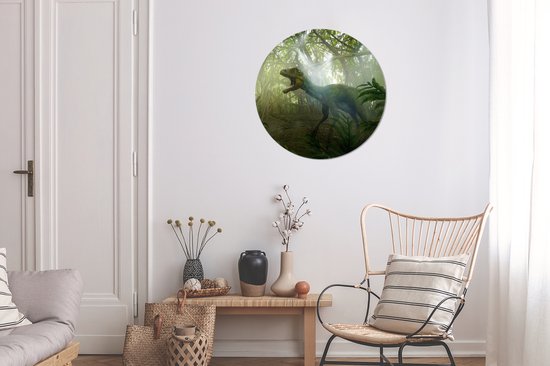 WallCircle - Cercle Mural - Cercle Mural - Dinosaurus - Jungle - Plantes - Aluminium - Dibond - 60x60 cm - Intérieur et Extérieur