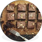 WallCircle - Wandcirkel - Muurcirkel - Chocolade brownies - Aluminium - Dibond - ⌀ 140 cm - Binnen en Buiten
