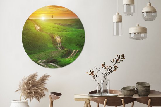 WallCircle - Wall Circle - Wall Circle - Toscane - Soleil - Collines - Aluminium - Dibond - 140x140 cm - Intérieur et Extérieur
