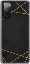 Geschikt voor Samsung Galaxy S20 FE hoesje - Geometrisch patroon van gouden lijnen op een zwarte achtergrond - Siliconen Telefoonhoesje