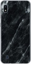 Geschikt voor Samsung Galaxy A10 hoesje - Marmer print - Zwart - Luxe - Siliconen Telefoonhoesje
