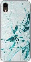 Geschikt voor iPhone XR hoesje - Marmer print - Olieverf - Blauw - Siliconen Telefoonhoesje