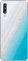 Geschikt voor Samsung Galaxy A70 hoesje - Strand - Zee - Blauw - Siliconen Telefoonhoesje
