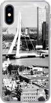 Geschikt voor iPhone X hoesje - Rotterdam - Skyline - Zwart - Wit - Siliconen Telefoonhoesje