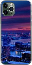 Geschikt voor iPhone 11 Pro hoesje - Rotterdam - Lucht - Roze - Siliconen Telefoonhoesje
