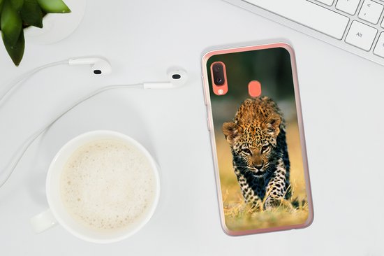 Coque Samsung Galaxy A20e - Léopard - Macro - Herbe - Coque de téléphone en Siliconen