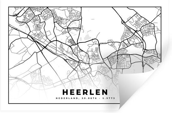 Stickers Stickers muraux - Plan de la ville - Heerlen - Pays- Nederland - 30x20 cm - Feuille adhésive - Carte