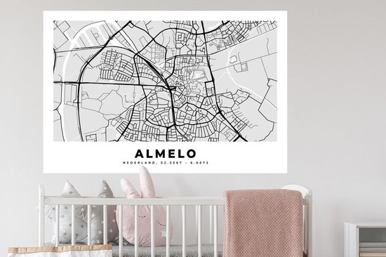Stickers muraux - Plan de la ville - Almelo - Nederland - 120x80 cm - Feuille adhésive - Carte