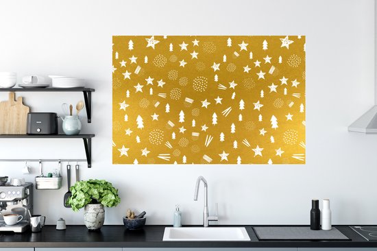 Stickers muraux - Noël - Or - Motif - 120x80 cm - Feuille adhésive