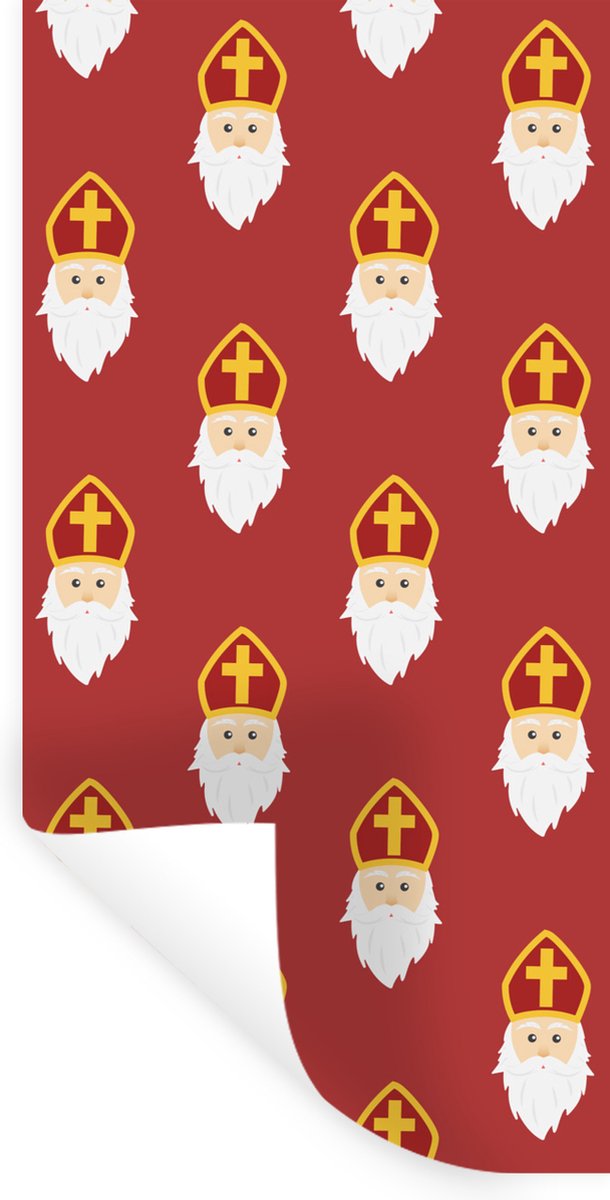Muurstickers - Sticker Folie - Sint - Sinterklaas - Mijter - Kinderen - Jongens - Meisjes - Kind - 80x160 cm - Plakfolie - Muurstickers Kinderkamer - Zelfklevend Behang
