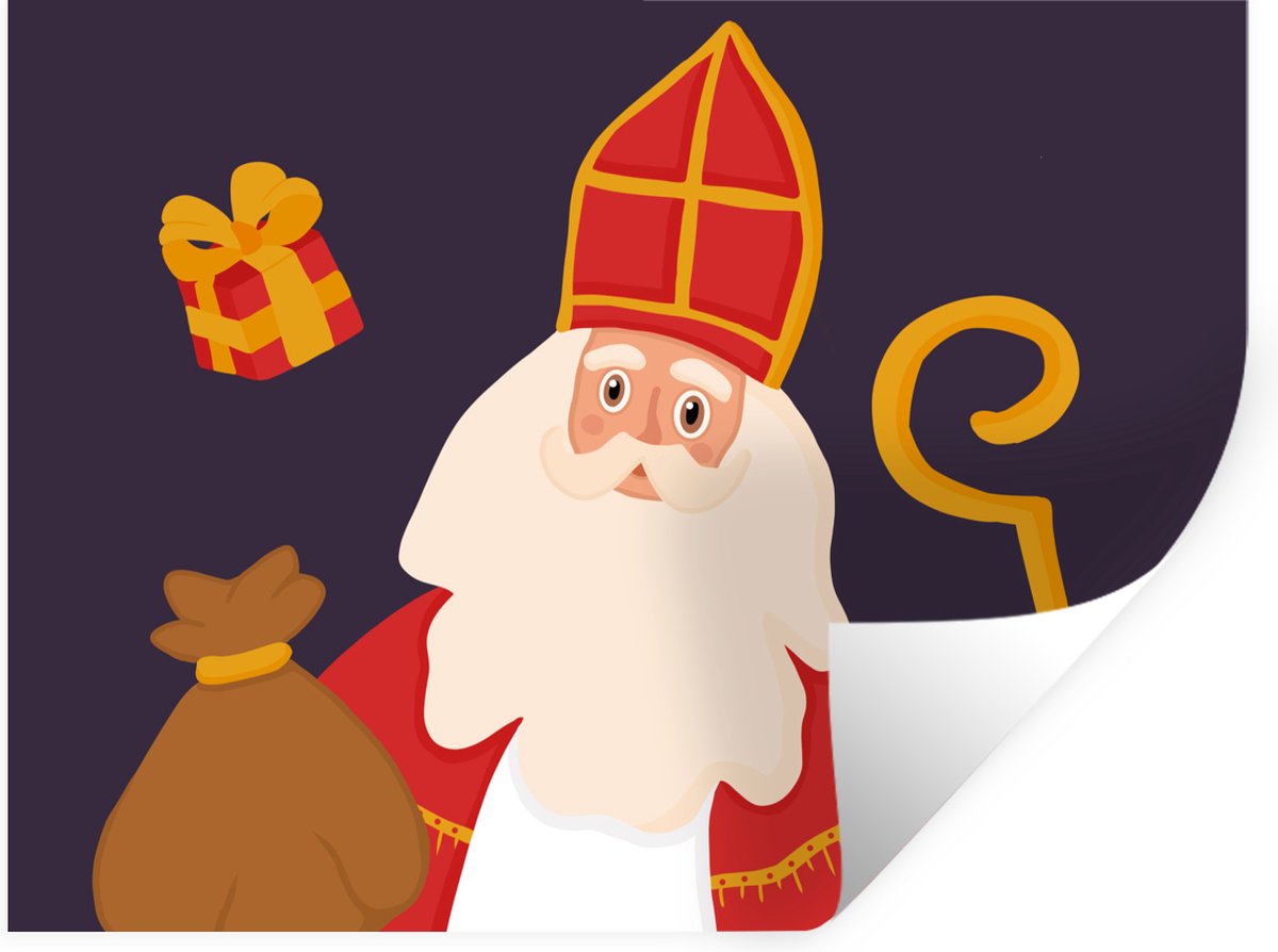 Muurstickers - Sticker Folie - Sinterklaas - Sint - Decoratie - Kinderen - Jongens - Meisjes - Kindje - 160x120 cm - Plakfolie - Muurstickers Kinderkamer - Zelfklevend Behang XXL