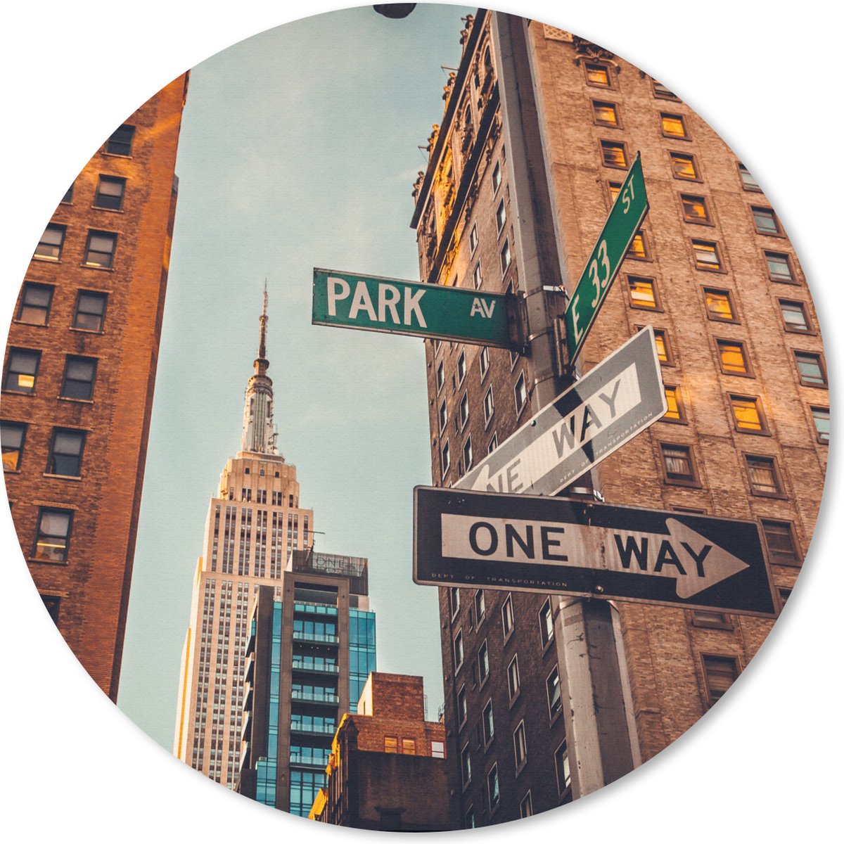 Muismat - Mousepad - Rond - Binnenstad New York - 50x50 cm - Ronde muismat