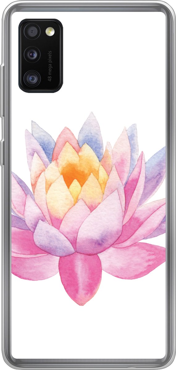 Telefoonhoesje Geschikt voor Samsung Galaxy A41 hoesje - Waterverf - Bloem - Waterlelie - Siliconen Telefoonhoesje Telefoonhoesje