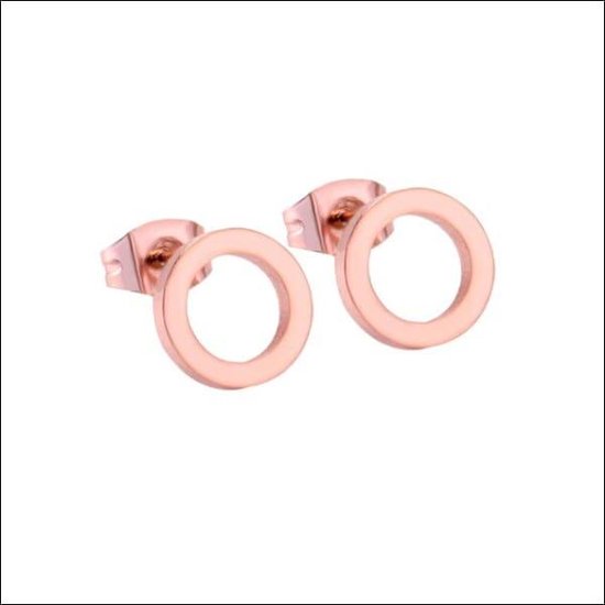 Aramat jewels ® - Oorstekers zweerknopjes open cirkel chirurgisch staal rosékleurig 9mm