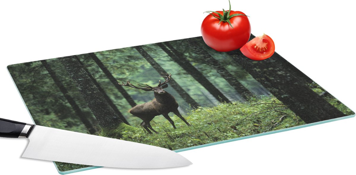 Glazen Snijplank - 39x28 - Hert - Bos - Natuur - Snijplanken Glas