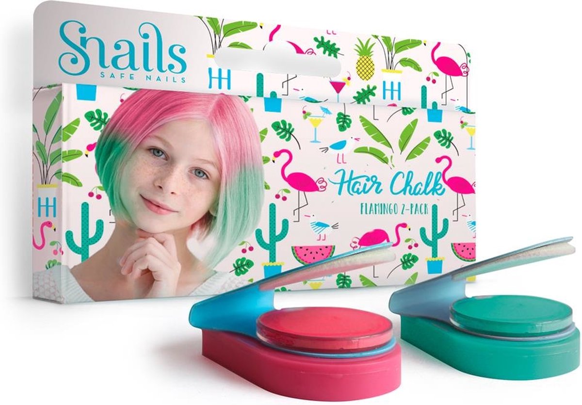 Snails Flamingo Haarkrijt Set van 2 - Meisjes - Haar -Fuchsia en Groen