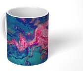 Mok - Marmer - Verf - Roze - Blauw - 350 ML - Beker