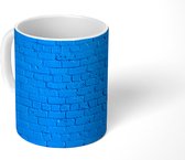 Mok - Muur - Bakstenen - Blauw - 350 ML - Beker