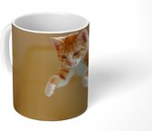 Mok - Koffiemok - Kat - Springen - Oranje - Mokken - 350 ML - Beker - Koffiemokken - Theemok