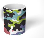 Mok - Koffiemok - Kleurrijk camouflage patroon - Mokken - 350 ML - Beker - Koffiemokken - Theemok