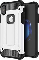 Mobiq Rugged Armor Case iPhone XS Max | Stevige back cover | TPU en Polycarbonaat | Stoer ontwerp | Schokbestendig hoesje Apple iPhone XS Max (6.5 inch) - Wit | Wit
