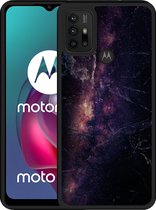 Motorola Moto G10 Hardcase hoesje Black Space Marble - Designed by Cazy