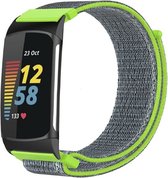 Nylon Smartwatch bandje - Geschikt voor  Fitbit Charge 5 nylon bandje - flash - Strap-it Horlogeband / Polsband / Armband