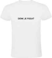 Denk je fissa? | Heren T-shirt | Wit | Drank | Bier | Wijn | Kroeg | Feest | Festival | Suriname