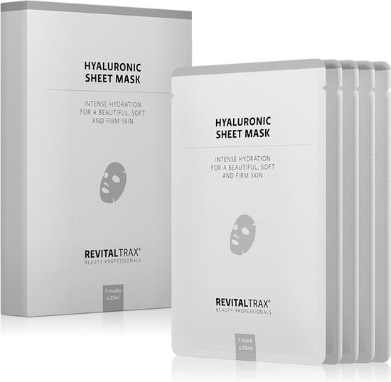 RevitalTrax® Hyaluronic Sheet Masks - 5 Gezichtmaskers - Hyaluronzuur - Sheet Masker - Face Mask - Diep Voedend - Intense Hydratatie - Verstevigend - Anti Rimpel werking