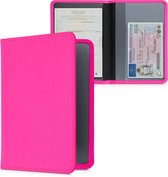 kwmobile hoes voor kentekenbewijs en rijbewijs - Hoesje met pasjeshouder in neon roze - Omslag van neopreen