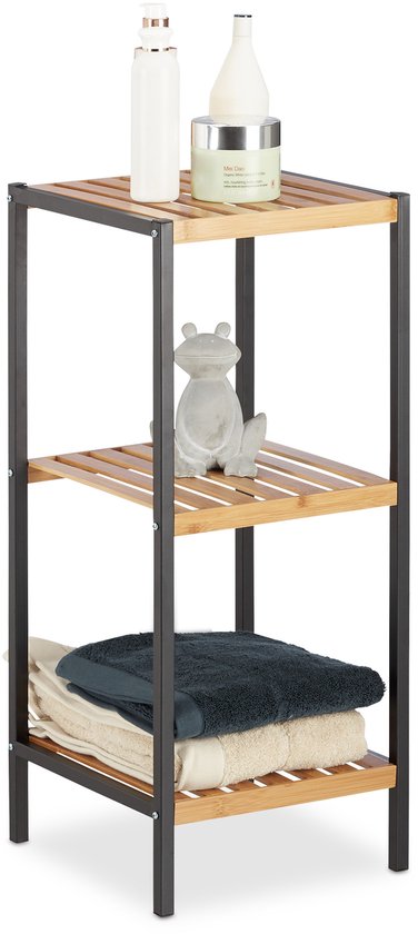 relaxdays bamboo rack - carré rack de salle de bain - cuisine rack - rack de stockage - universel bambou rack 3