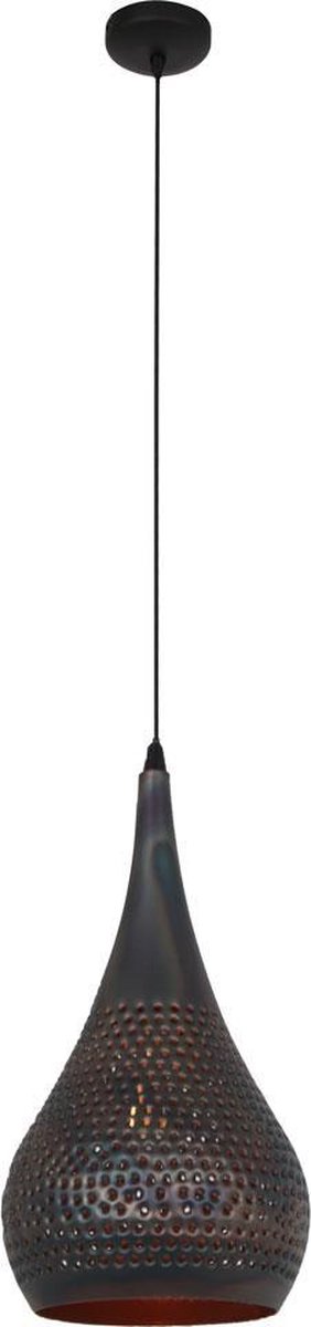 Freelight Bruciato hanglamp - Ø23 cm - gouden binnenzijde - E27 - in hoogte verstelbaar bij installatie - bruin/zwart