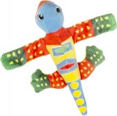 klaparmband Hagedis junior 15 cm pluche blauw/oranje