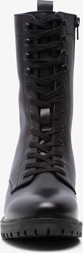 TwoDay hoge dames veterboots - Zwart - Maat 40 - Echt leer | bol.com