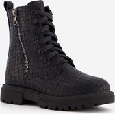 Blue Box meisjes croco veterboots - Zwart - Maat 35