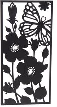 Wanddecoratie - Vlinder met bloem - Zwart - L30xH60