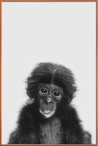 JUNIQE - Poster met kunststof lijst Bonobo Classic -13x18 /Wit & Zwart