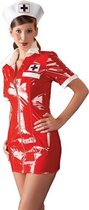 Lak Zusterjurkje Met Kapje - Rood - Sexy Lingerie & Kleding - Lingerie Dames - Dames Lingerie - Lak kleding Dames