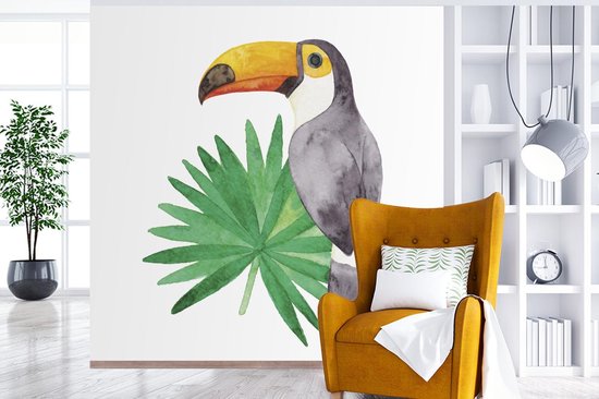 Papier peint photo peint vinyle - Illustration aquarelle d'un toucan largeur 300 cm x hauteur 300 cm - Tirage photo sur papier peint (disponible en 7 tailles)