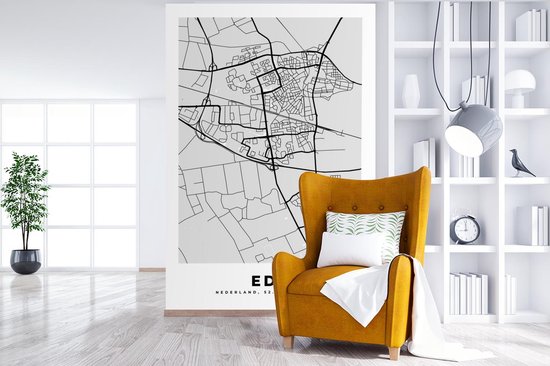 Behang - Fotobehang Stadskaart - Ede - Grijs - Wit - Breedte 195 cm x hoogte 300 cm - Plattegrond