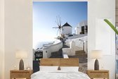 Behang - Fotobehang Windmolen op Santorini in Griekenland - Breedte 225 cm x hoogte 350 cm