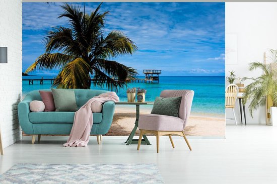Papier peint vinyle - Vue de la plage des îles de la baie d'Amérique du Nord au Honduras largeur 450 cm x hauteur 300 cm - Tirage photo sur papier peint (disponible en 7 tailles)