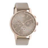 OOZOO Timepieces - Rosé gouden horloge met taupe leren band - C10811 - Ø42