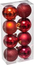 Set van 8 kerstballen - 70 mm - Kersenrood