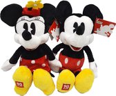 Disney Mickey Mouse - 90th Anniversary - Mickey + Minnie - Knuffel Set - 33 cm