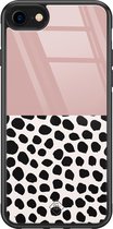 iPhone 8/7 hoesje glass - Stippen roze | Apple iPhone 8 case | Hardcase backcover zwart