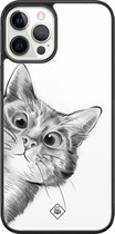 iPhone 12 Pro hoesje glass - Peekaboo | Apple iPhone 12 Pro  case | Hardcase backcover zwart