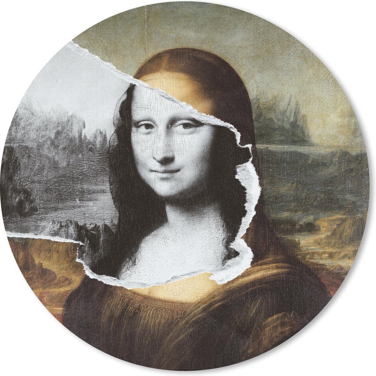 Muismat - Mousepad - Rond - Mona Lisa - Da Vinci - Oude Meesters - 30x30 cm - Ronde muismat